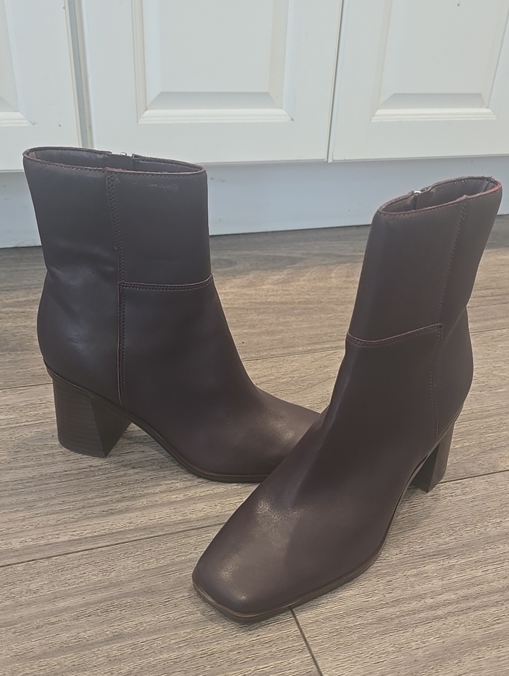 Women's Dark Purple Square-Toe Ankle Boots